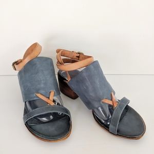 A.S. 98 Blue Ankle Strap Distressed Sandal Size 7